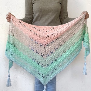 Jaycee Butterfly Shawl Crochet Pattern PDF instant download by Wilmade Top-Down Triangle Shawl with flowers image 5