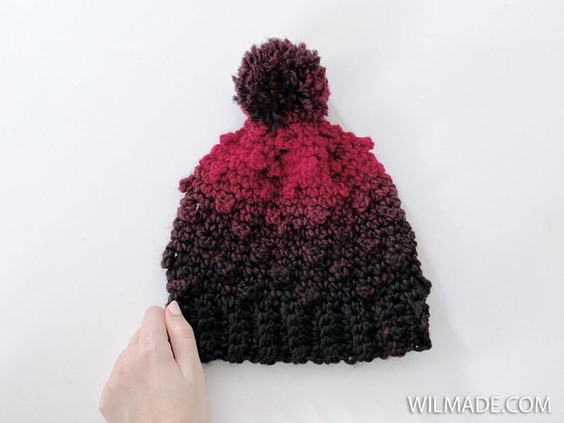 Very Berry Beanie Crochet Pattern Instant PDF download by Wilmade Crochet Beanie in 5 sizes: Toddler, Child, Teen, Adult, XL Scarfie Bild 4