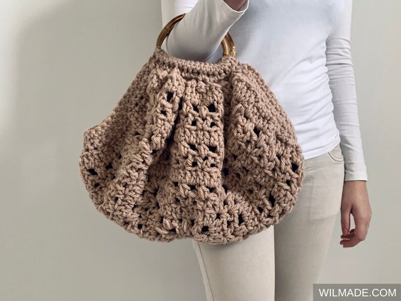 Tulip Square Bag 2 Crochet Pattern Instant PDF download by Wilmade Granny Square Crochet Bag with handles / Purse / Pouch / Gift Idea image 2