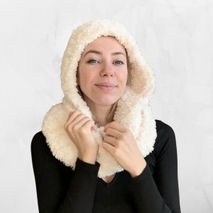 Hooded Infinity Scarf Crochet Pattern Instant PDF download by Wilmade Faux Fur Crochet Infinity Scarf With Hoodie Go For Faux yarn image 1