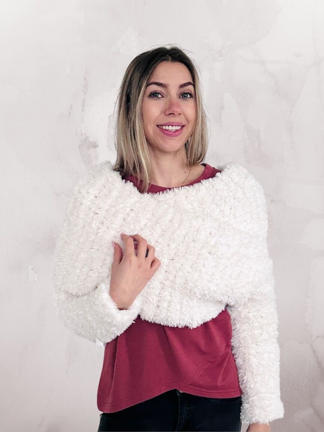 Faux Fur Sweater Scarf Crochet Pattern Sizes XS5XL Instant PDF