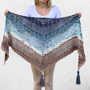 Shell Wave Shawl - Crochet Pattern - PDF instant download by Wilmade - Top-Down Triangle Shawl / Shawlette / Wrap / Scarf