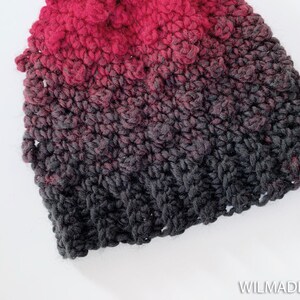 Very Berry Beanie Crochet Pattern Instant PDF download by Wilmade Crochet Beanie in 5 sizes: Toddler, Child, Teen, Adult, XL Scarfie image 3