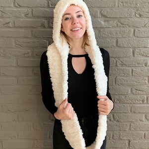 Hooded Infinity Scarf Crochet Pattern Instant PDF download by Wilmade Faux Fur Crochet Infinity Scarf With Hoodie Go For Faux yarn image 5