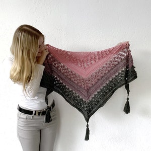 Vela Flower Friend Shawl 1 Crochet Pattern PDF instant download by Wilmade Top-Down Triangle Shawl with flowers image 6