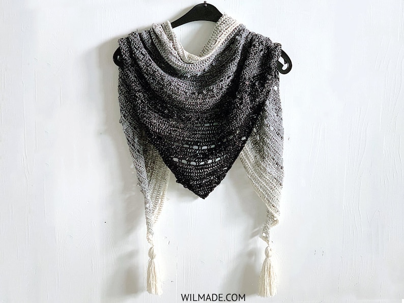 Pop-Up Shawl Crochet Pattern PDF instant download by Wilmade Top-Down Triangle Shawl / Shawlette / Wrap / Scarf image 2