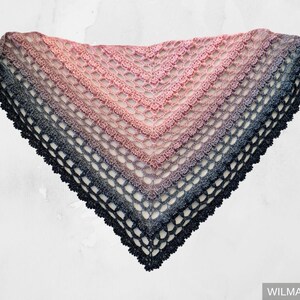 Enchanting Eva Shawl Crochet Pattern PDF instant download by Wilmade Top-Down Triangle Shawl with flowers image 9