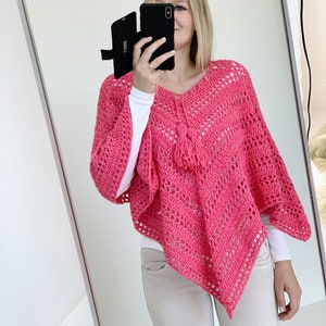 Such Simple Poncho for beginners crochet pattern triangle garment sweater lionbrand Jeans Colors image 6