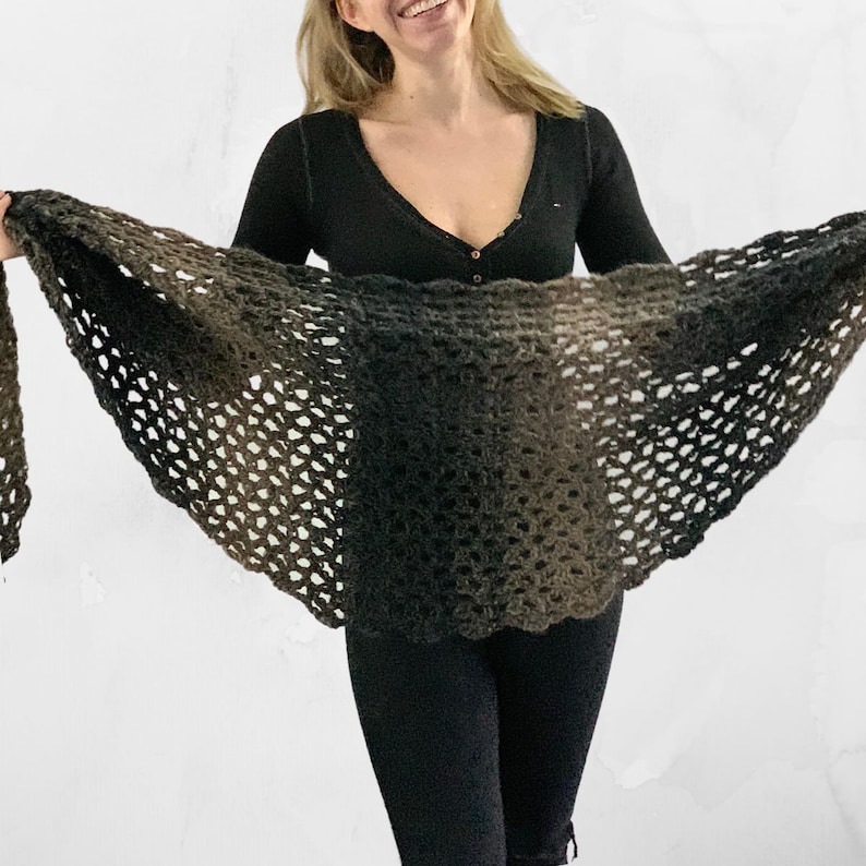 Simply V-Stitch Shawl Crochet Pattern PDF instant download by Wilmade Round Crescent Shawl / Shawlette / Wrap / Scarf with Scarfie image 1