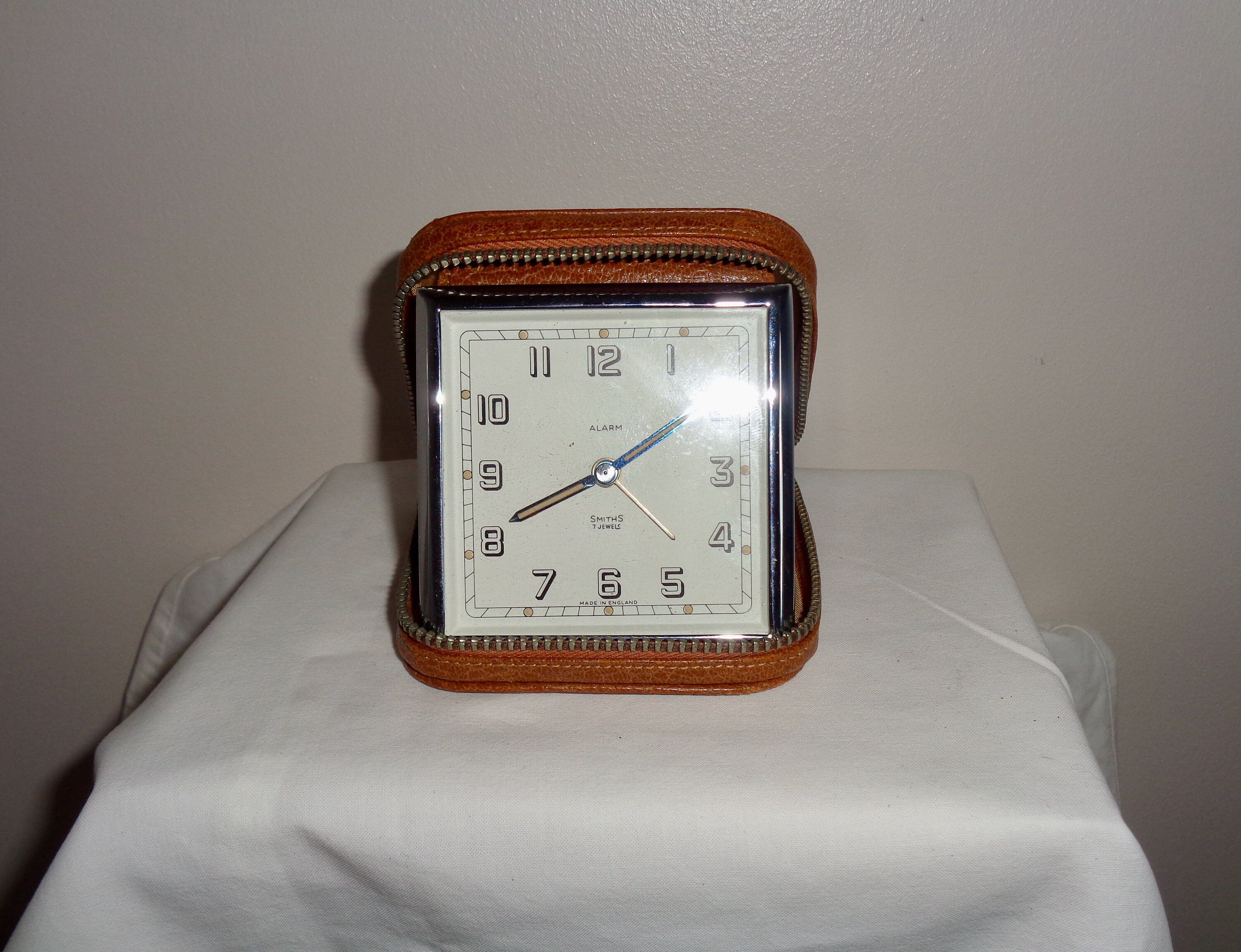 Vintage Smiths Travel Alarm Clock In A Zippered Brown Leather Etsy