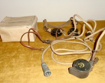 RESERVED FOR CHRISTIAN: WW2 Canadian WS58 Headset Comprising Dominion Headphones with DM1 Microphone and Cannon Plug
