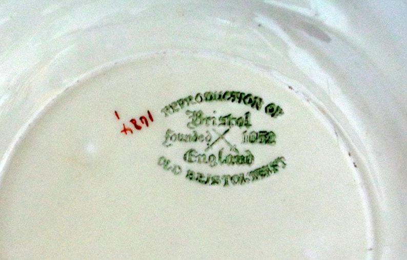 1950s Reproduction 17th Century Pattern by The Bristol Pottery Pountney /& Co Pattern 1684 Side Plates Old Bristol Delft 16.2cm 6.5 Inch