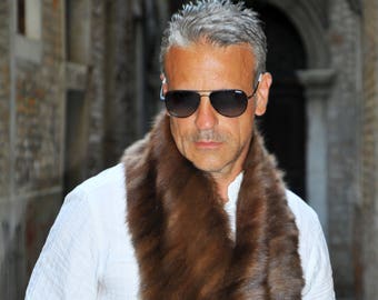 Men's lady's unisex luxury sable for scarf fur scarf Sable trips di zibellino, sciarpa, écharpe martre, el cebellina, bufanda sable