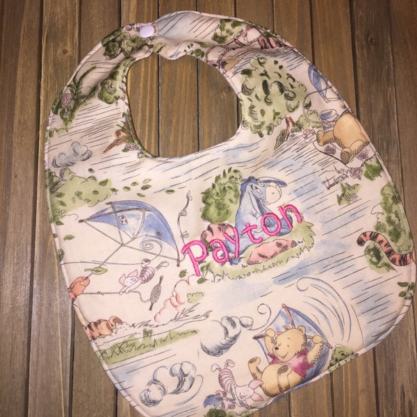 Winnie the Pooh Baby Bib. Personalized.