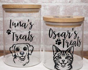 Barattolo per dolcetti per cani personalizzato / Regalo per amanti dei cani / Contenitore per dolcetti personalizzato per animali domestici