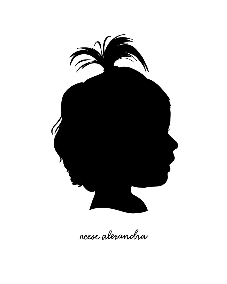 Black and White Custom Silhouette Child Silhouette Portrait Profile Silhouette Silhouette Art Traditional Silhouette image 3