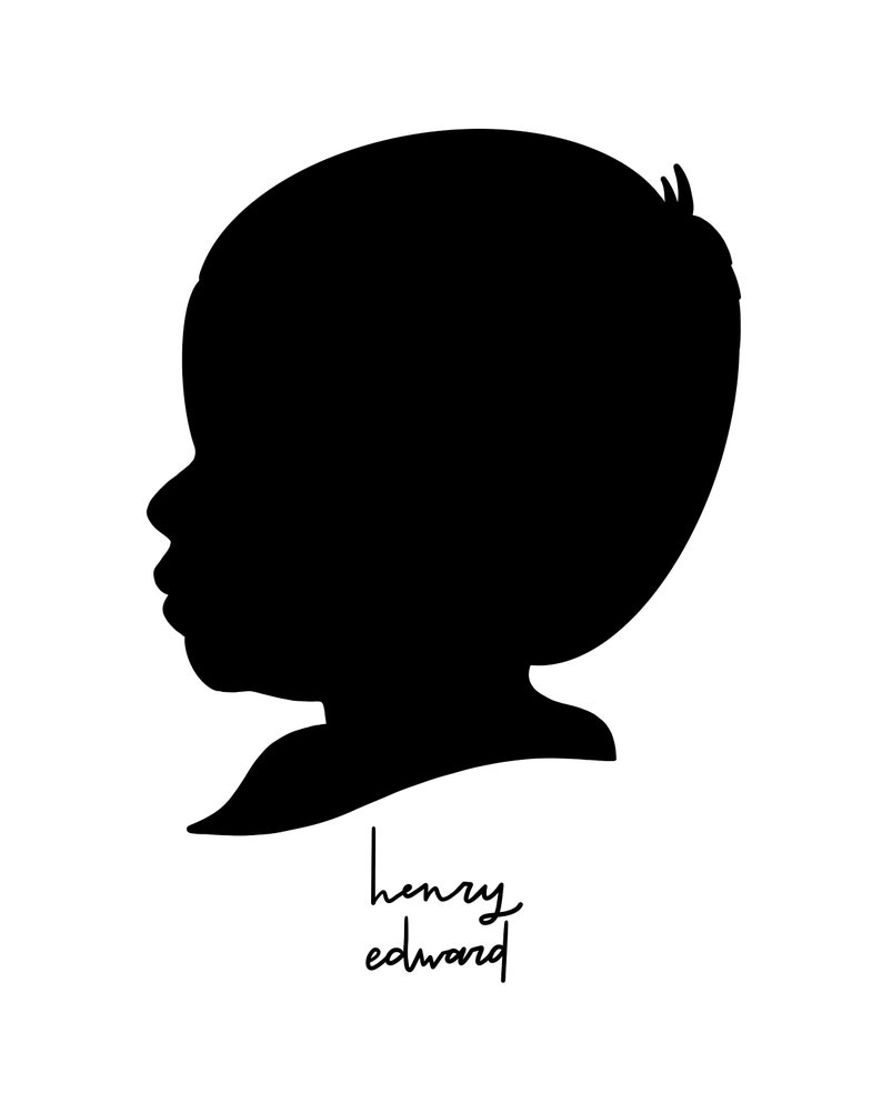 Black and White Custom Silhouette Child Silhouette Portrait Profile Silhouette Silhouette Art Traditional Silhouette image 4