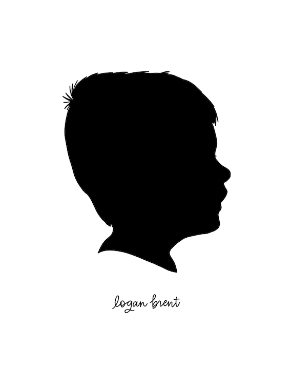 Black and White Custom Silhouette Child Silhouette Portrait Profile Silhouette  Silhouette Art Traditional Silhouette 