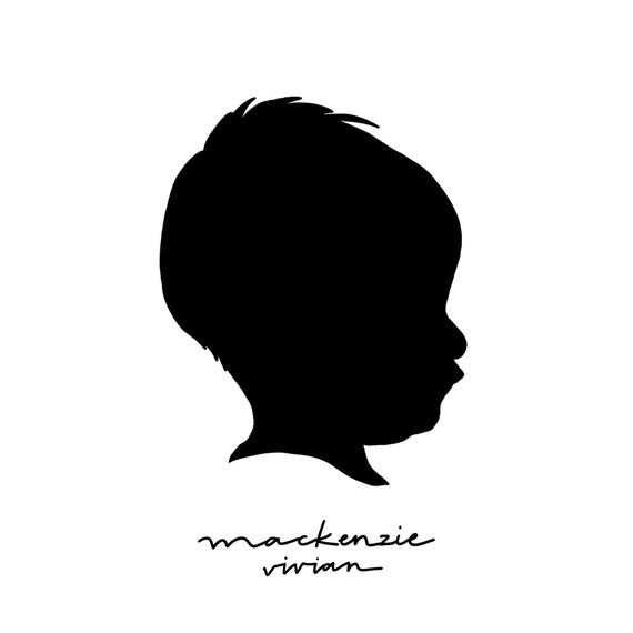 Black and White Custom Silhouette Child Silhouette Portrait Profile Silhouette  Silhouette Art Traditional Silhouette 