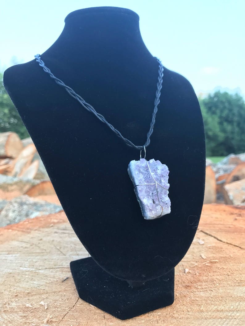 Amethyst Stone Wrapped in Sterling Silver Wire