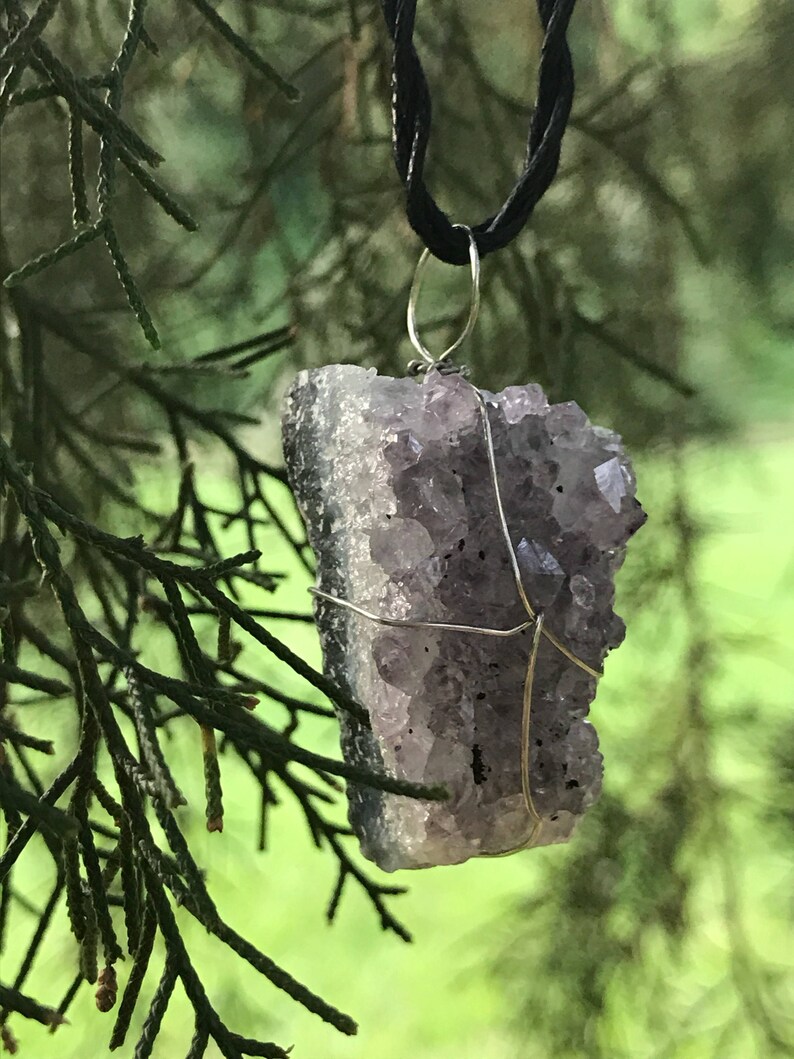 Amethyst Stone Wrapped in Sterling Silver Wire