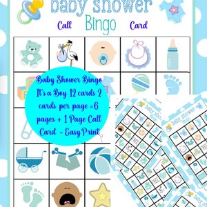Babyshower bingo 12 kaarten It's a BOY EZ Print pdf-bestanden Instant Download Kids leuke activiteit kleine groep babyfeestje aanstaande baby mom to be