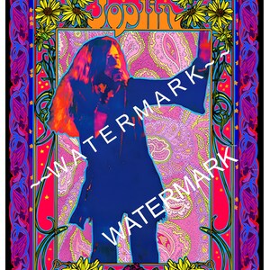 Janis Joplin Prints Posters Art Reprod Vintage 8 pgs=1 PDF Digital Print EZ DIY Instant Icon 1960&#39;s Hippie Queen of Rock & Roll Blues Singer