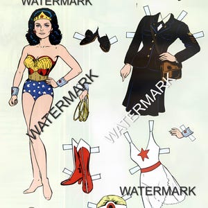 Wonder Woman Lynda Carter Paper Dolls 1976 RIPRODUZIONE Vintage 1 pagina = 1 PDF Stampa digitale Stampa facile Fai da te Download immediato Supereroe