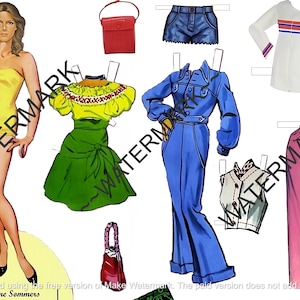 Bionic Woman Lindsay Wagner Jaime Sommers Paper Dolls 1 pg=1 PDF Digital Print Easy Print DIY Instant Download + Super Hero 6 Million Dollar