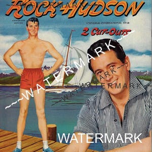 Muñeca de papel vintage Rock Hudson REPRODUCCIÓN 8 páginas = 1 archivo PDF Impresión digital Impresión fácil Tamaño carta Descarga instantánea Actor de Hollywood Glam