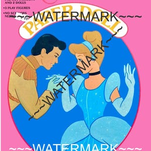 Vintage Paper Dolls Cinderella Prince Printable 8Pgs= 1 PDF Instant Digital Download REPRODUCTION EZ Print Princess Prince Movie Cartoon
