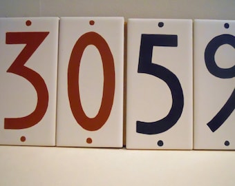 Ceramic Tile Address Numbers / Deco Style in Brown or Black
