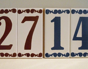 Ceramic Tile Address Numbers / Scroll Pattern