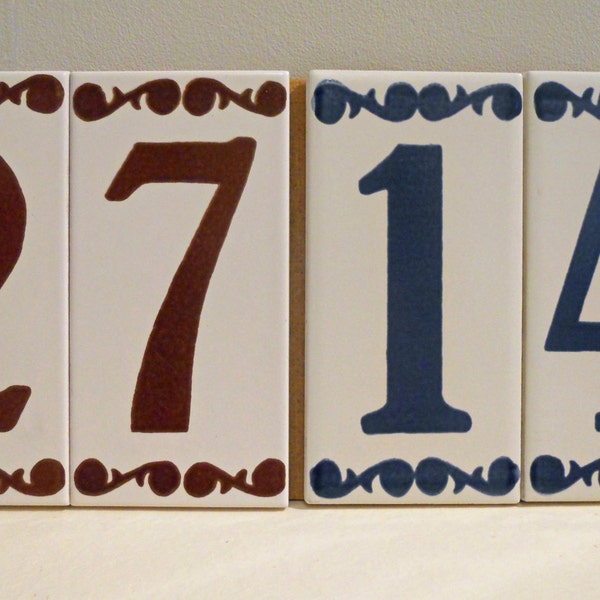 Ceramic Tile Address Numbers / Scroll Pattern