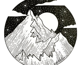 Mountain Moon Sticker