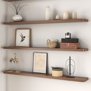 Handmade Walnut Floating Shelf, Radius Wood Wall Shelf, Modern Home Decor
