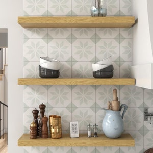 2 INCH THICK White Oak Wood Floating Shelf, Kitchen Shelf, Custom Heavy Duty Shelving