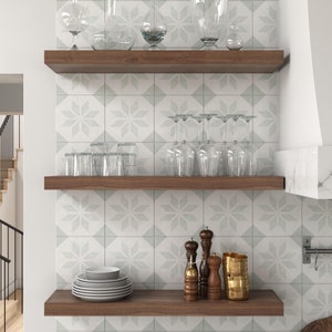 2 INCH THICK Walnut Floating Shelf, Heavy Duty Floating Shelves, Kitchen Shelves