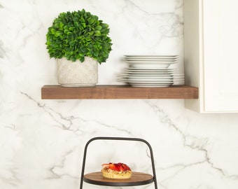Walnut Floating Shelf, 1.625" Thick, Heavy Duty Solid Wood, Luxury Designer Wall Shelf