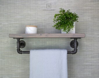 shelf with towel bar etsy
