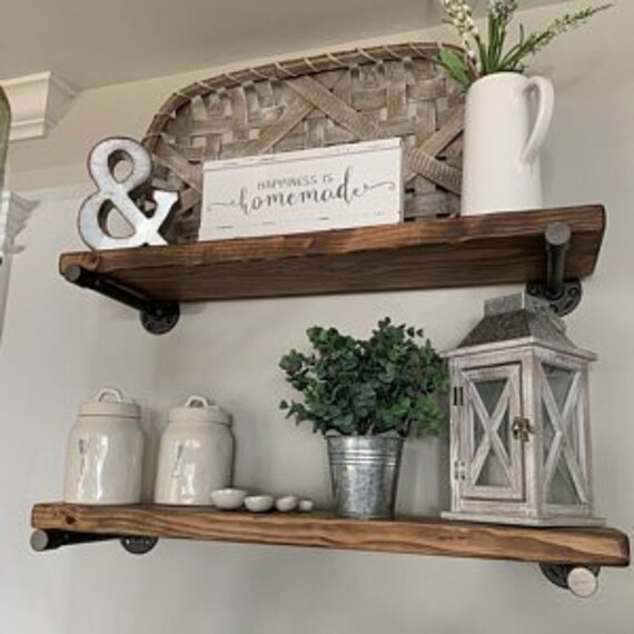 Set Of 2 Rustic Floating Shelves Floating Shelf Farmhouse Etsy