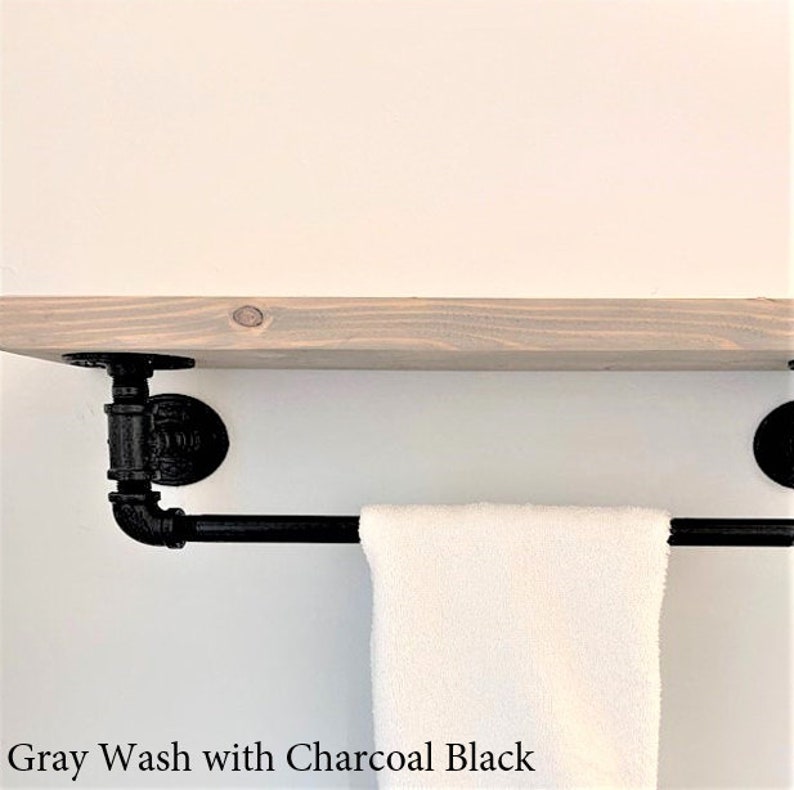 Floating Shelves With Towel Bar Floating Towel Bar Shelf Etsy