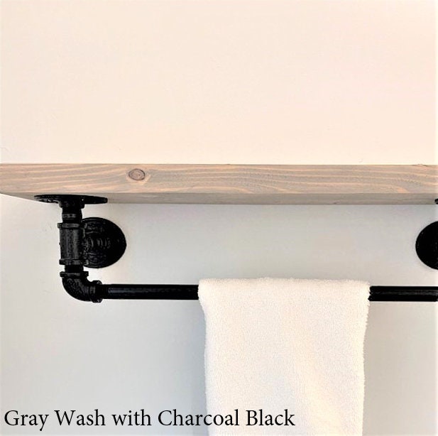Floating Shelves with Towel Bar Floating Towel Bar Shelf Etsy