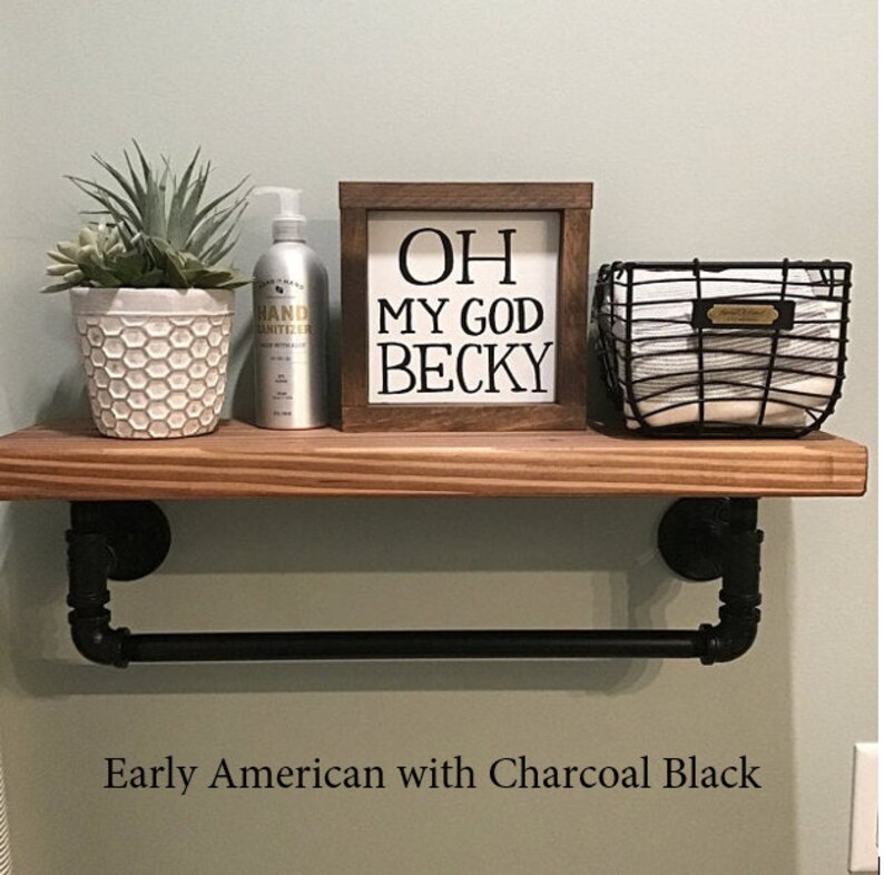 Floating Shelves with Towel Bar Floating Towel Bar Shelf Etsy