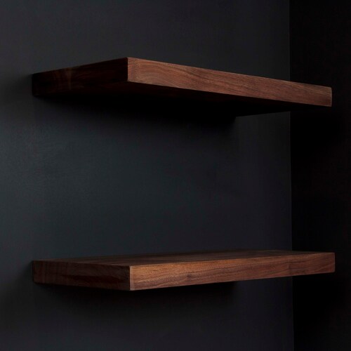 Walnut Floating Shelves For Office, What Wood To Use For Floating Shelves