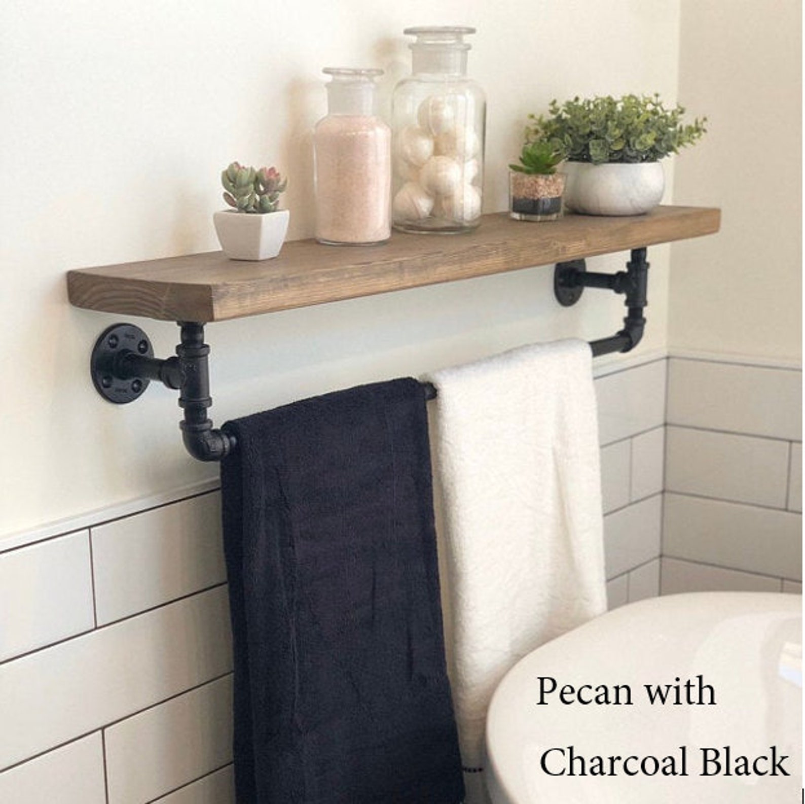 Floating Shelves With Towel Bar Floating Towel Bar Shelf Etsy
