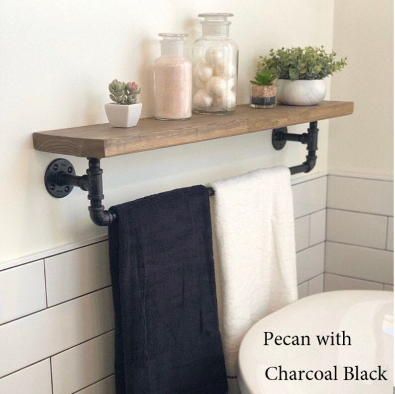 floating wall shelf with towel bar