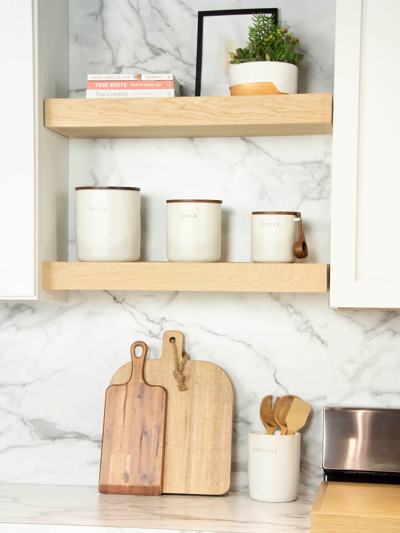 White Oak Natural Floating Shelves. Thick Oak Floating Wood Etsy