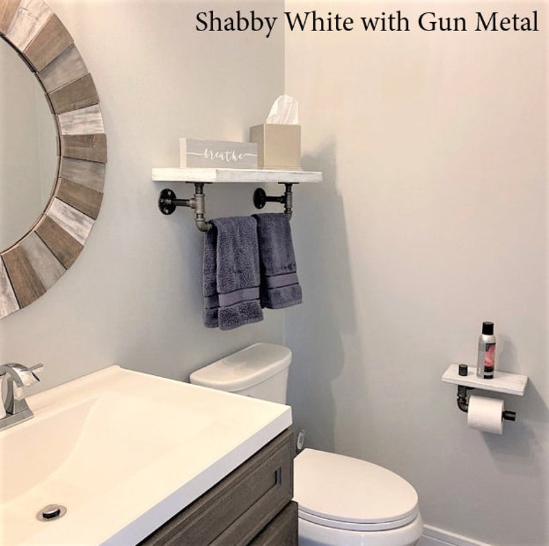 Floating Shelves with Towel Bar Floating Towel Bar Shelf Etsy