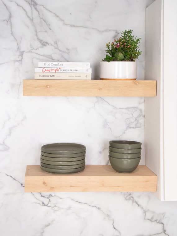 Rustic Alder Wood Floating Shelves 3 INCH THICK Bathroom Floating